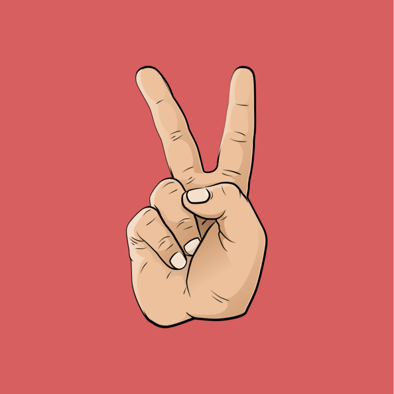 peace fingers with red background