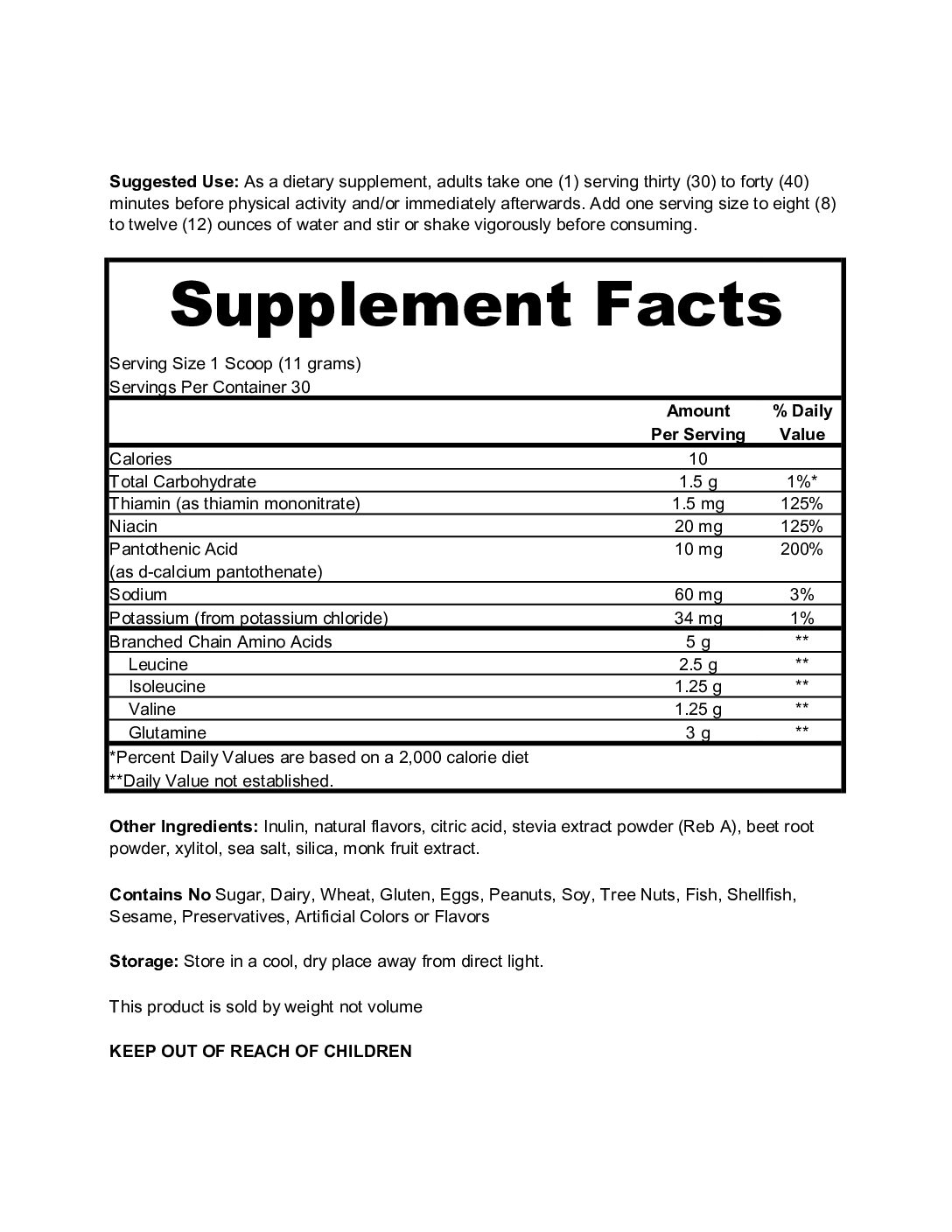 Alternative view of BCAA Powder - 330g