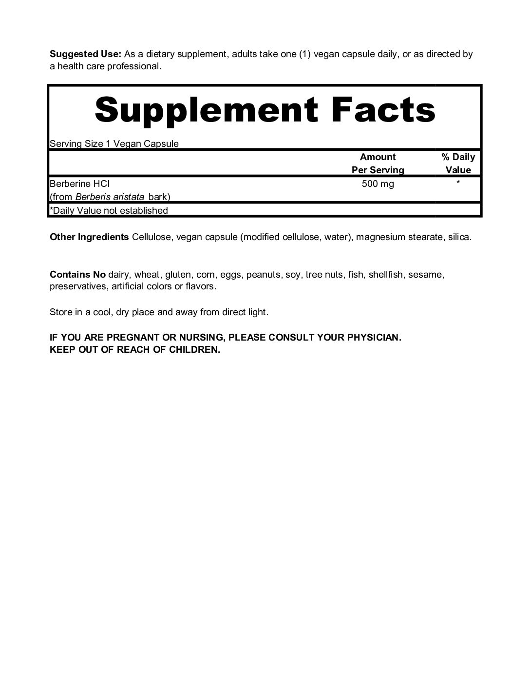 Alternative view of Berberine HCI - 500mg (60)