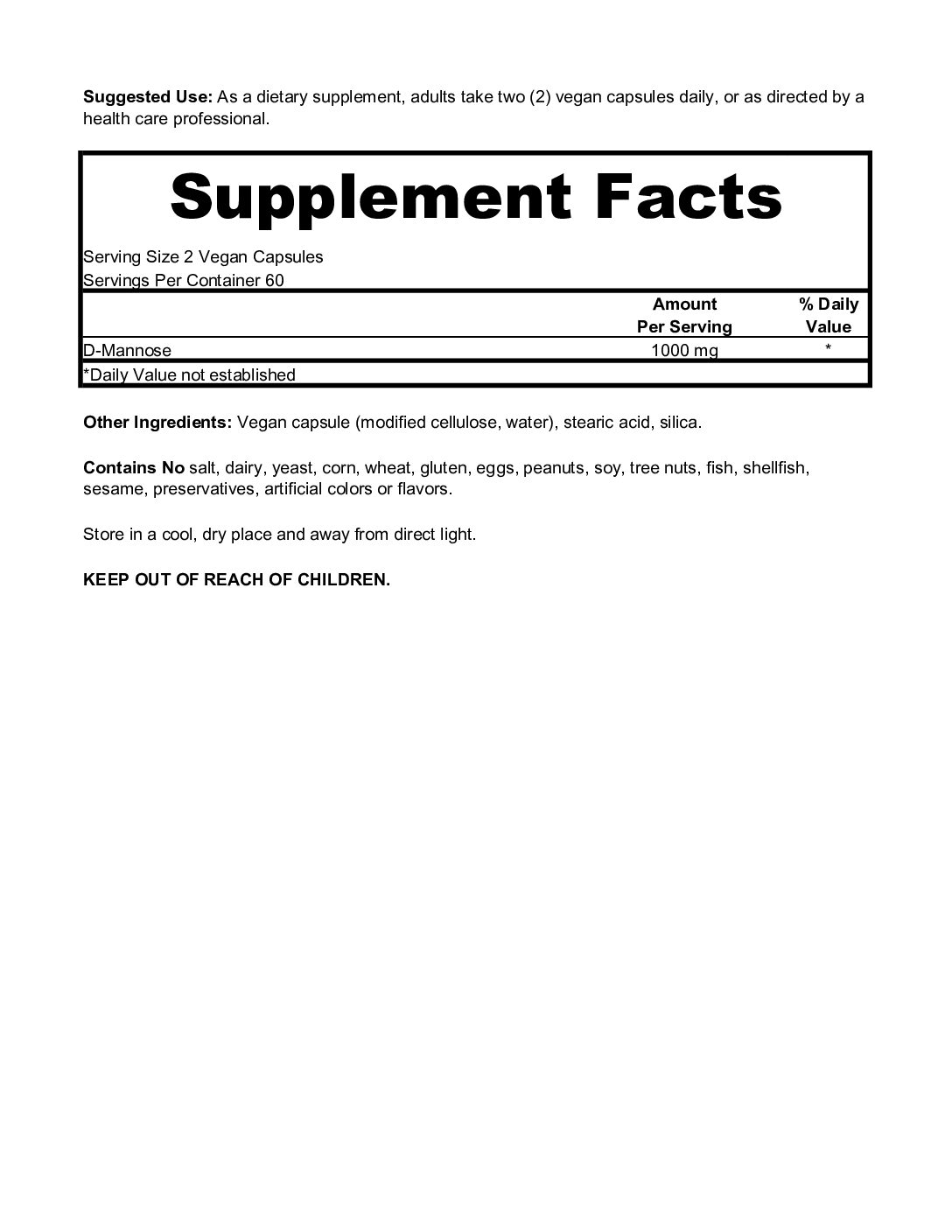 Alternative view of D-Mannose - 1,000mg (120)