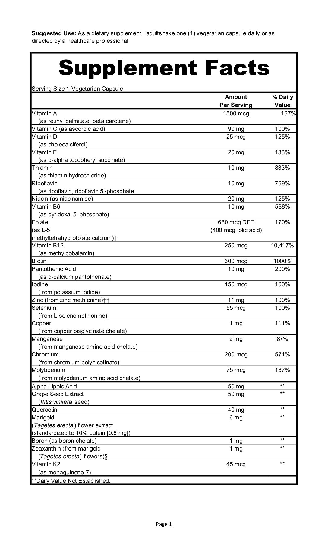 Alternative view of Once Daily - Multivitamin - Coenzymated (60)