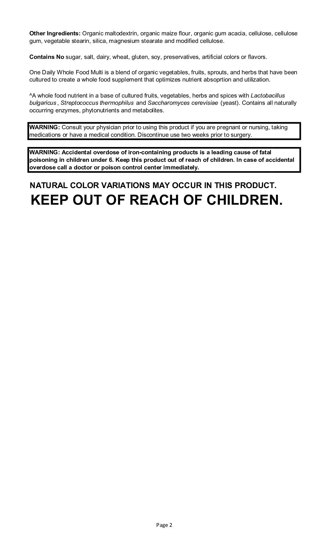 One Daily - Multivitamin - Whole Food (60) - Image 3