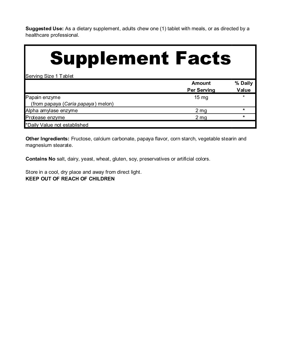 Alternative view of Papaya Enzyme (100)